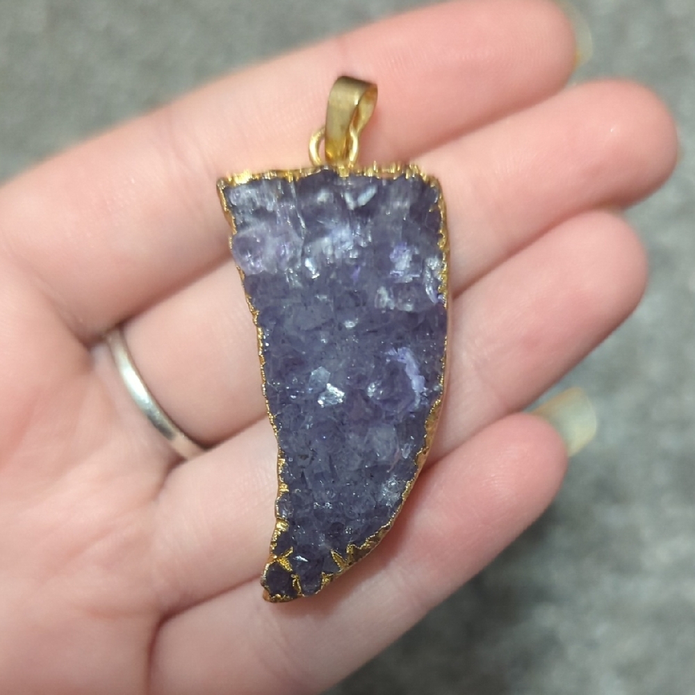 Gold and Purple Geode Pendant Necklace